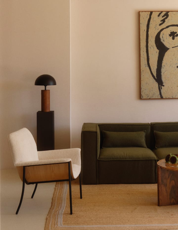 Butaca con Reposabrazos de Madera y Tela Rinu