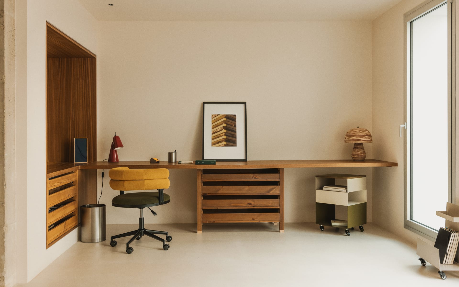 Table d'Appoint avec Roulettes et Rangement en Métal (40x40 cm) Aron