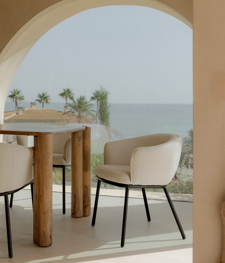 Esszimmerstuhl aus Stoff und Metall Bonie