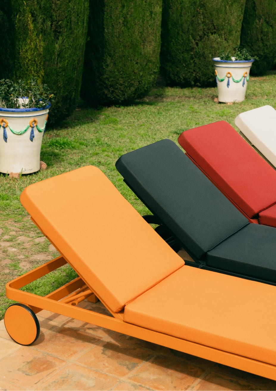 Chaise Longue Inclinable en Aluminium et Tissu Celina