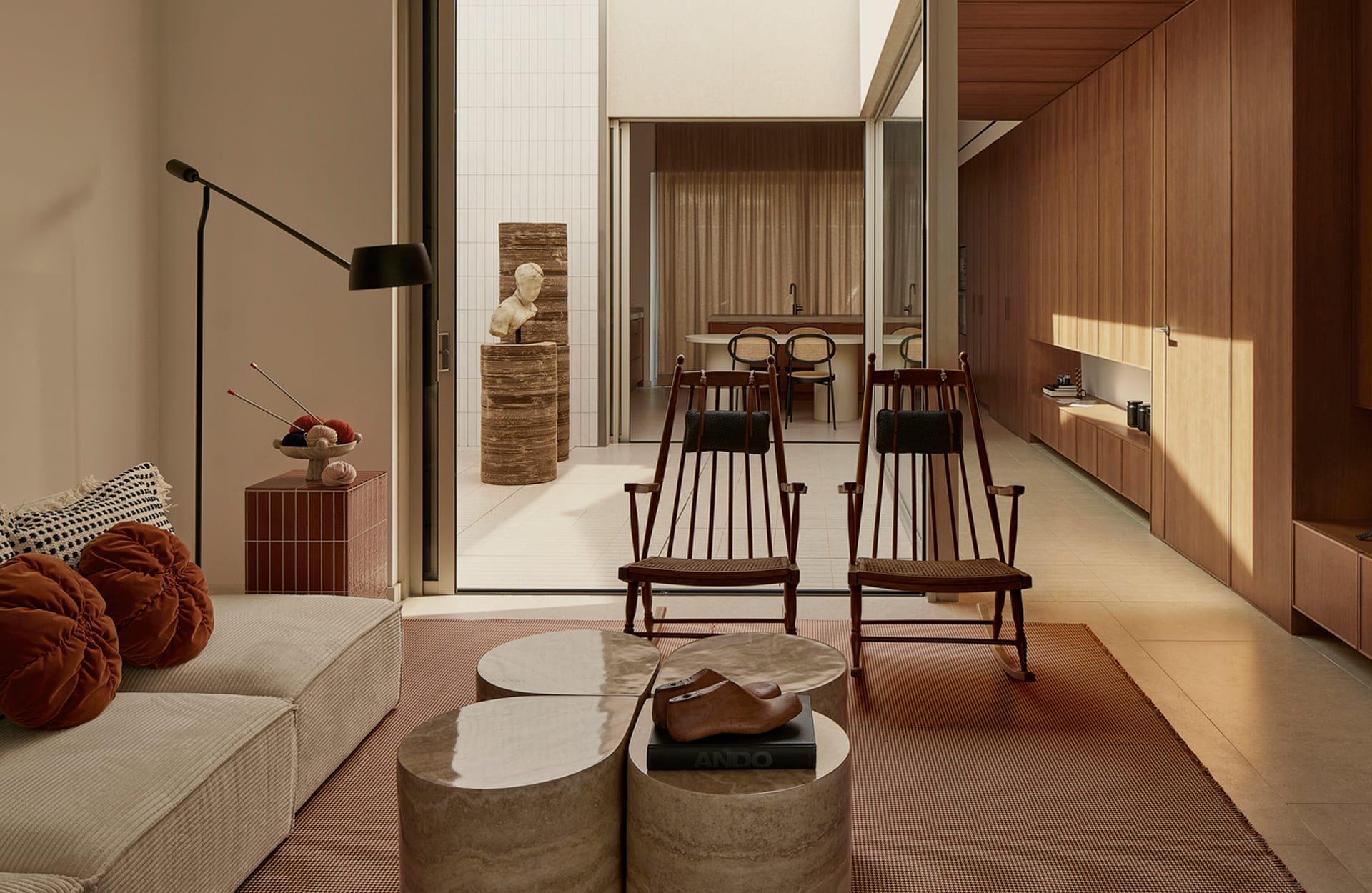 Sofá Modular de 2 Piezas con Puff de Pana Gruesa Kilhe