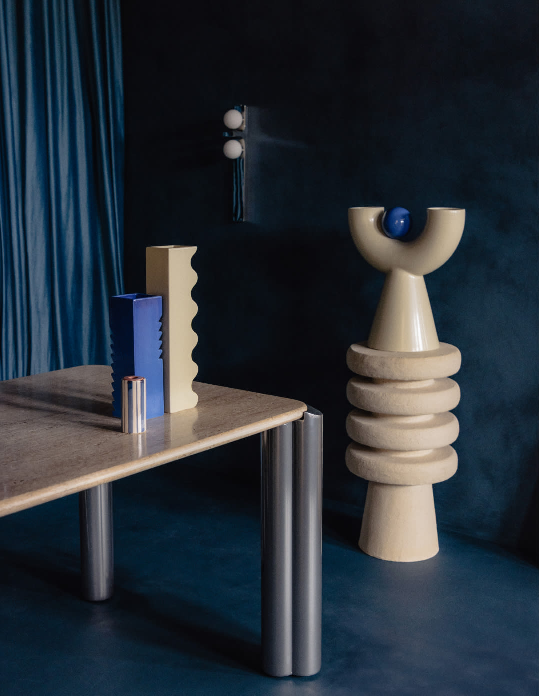 Mesa de Jantar Retangular com Tampo em Mármore Travertino (174x91 cm) Ethel