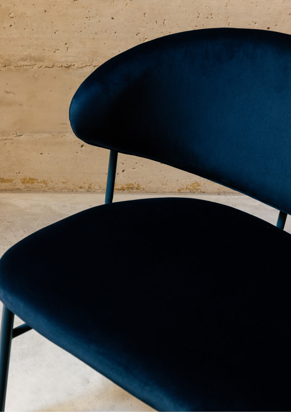 Bonse Velvet and Metal Armchair