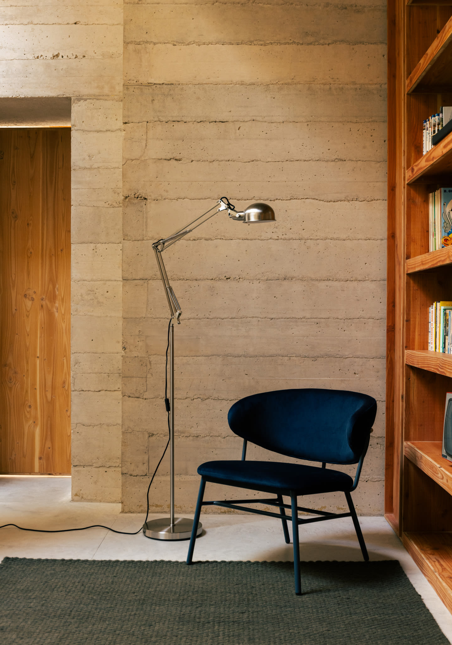 Bonse Velvet and Metal Armchair