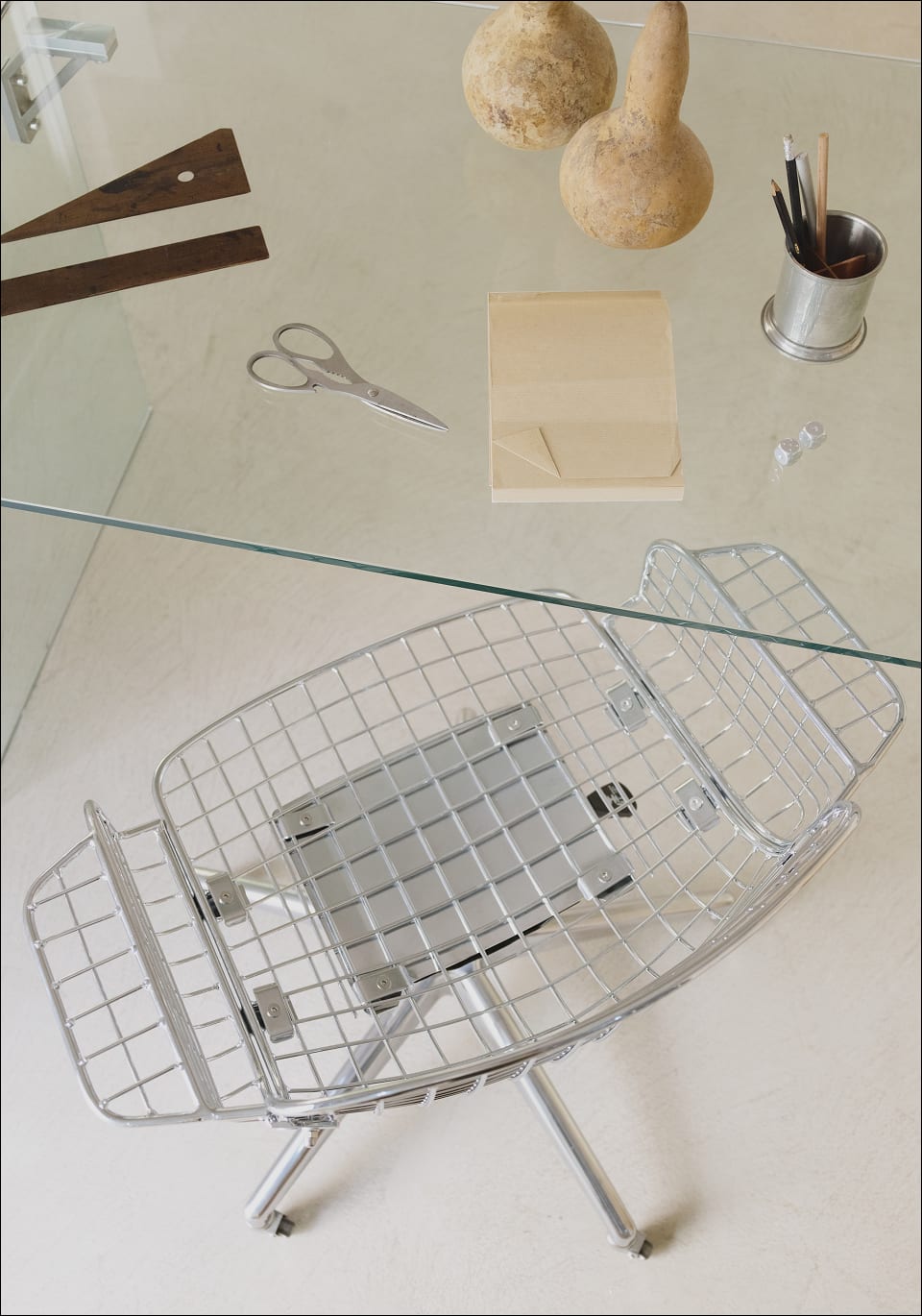 Sedia da Scrivania in Metallo con Schienale Basso Vintage Aras