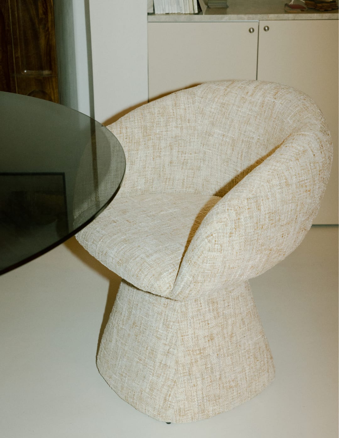 Silla de Comedor Giratoria de Tela y Metal Laura