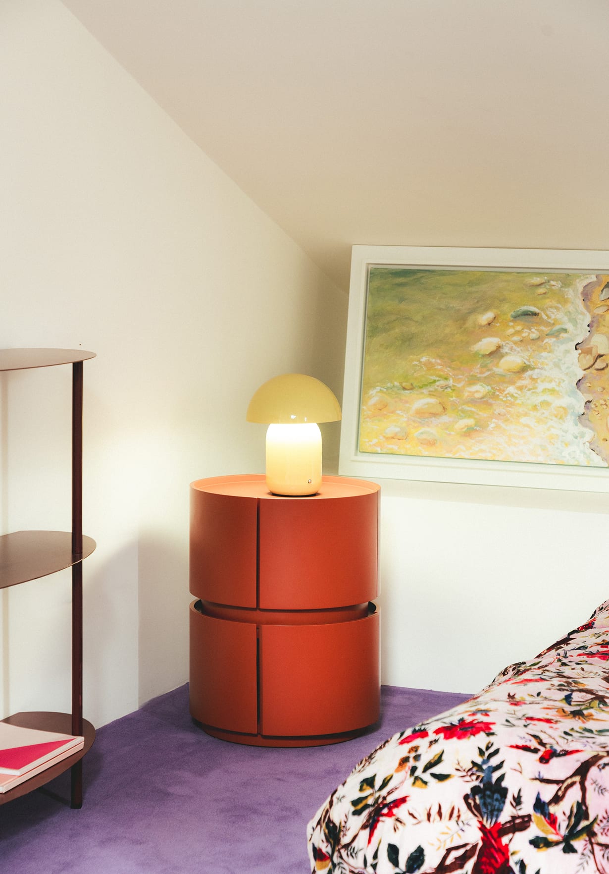 Mesa Auxiliar Redonda con 2 Cajones de Madera (Ø40 cm) Maele