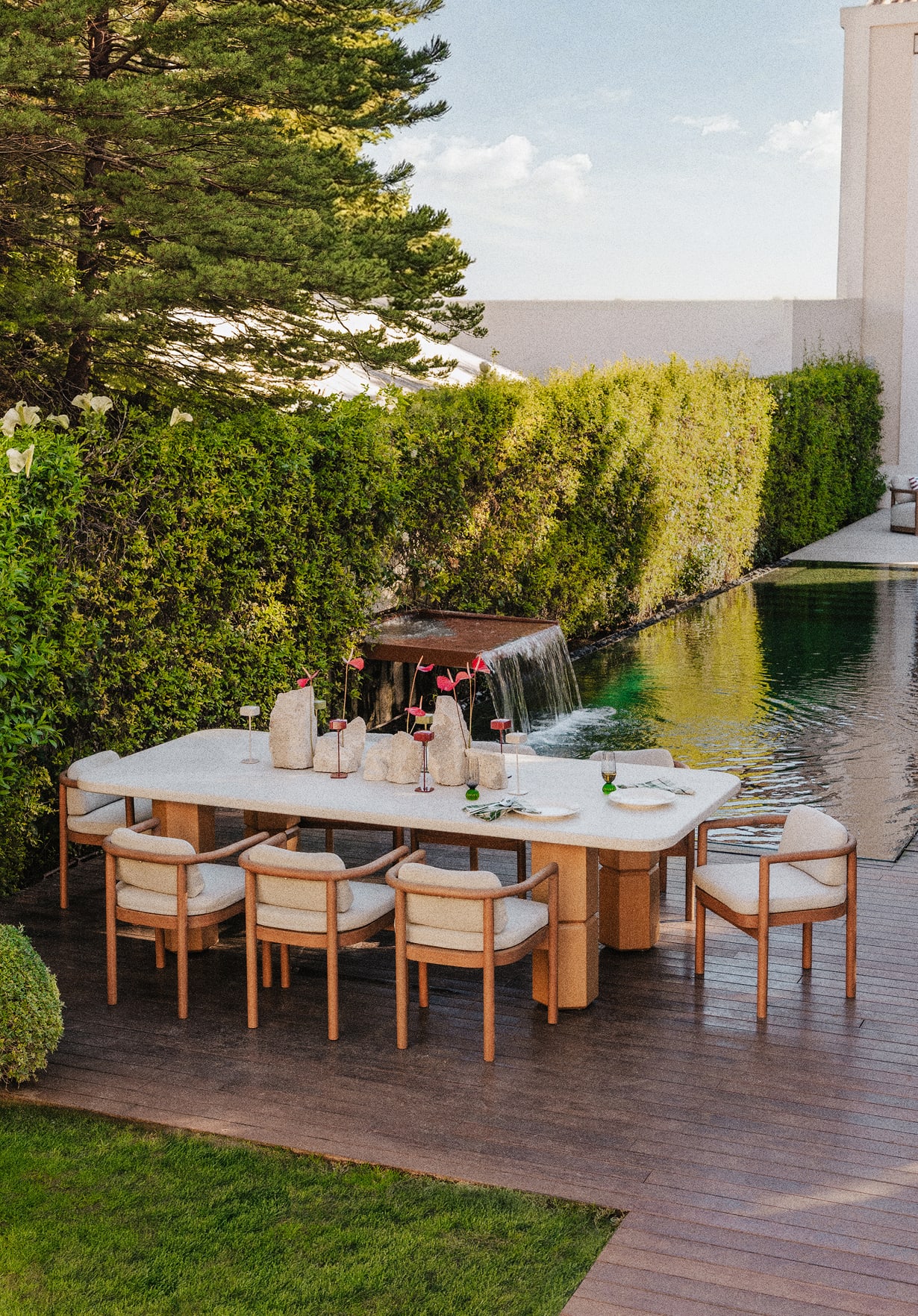 Mesa de Exterior Rectangular de Terrazo y Madera de Acacia (270x120 cm) Ixiar