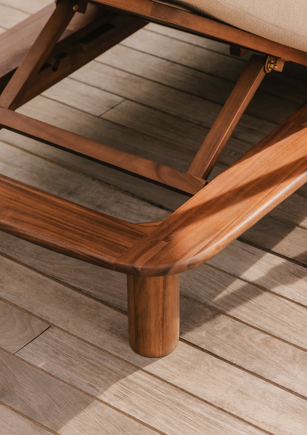 Tumbona Doble Reclinable de Madera de Acacia y Tela Dawson