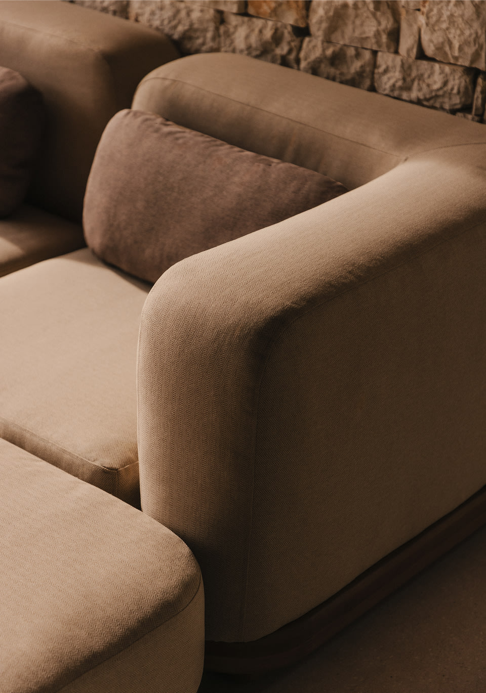 Conjunto de Jardín con Módulo Sofá, Central, Esquinero, Puff y Mesa de Centro de Madera de Acacia y Tela Redik