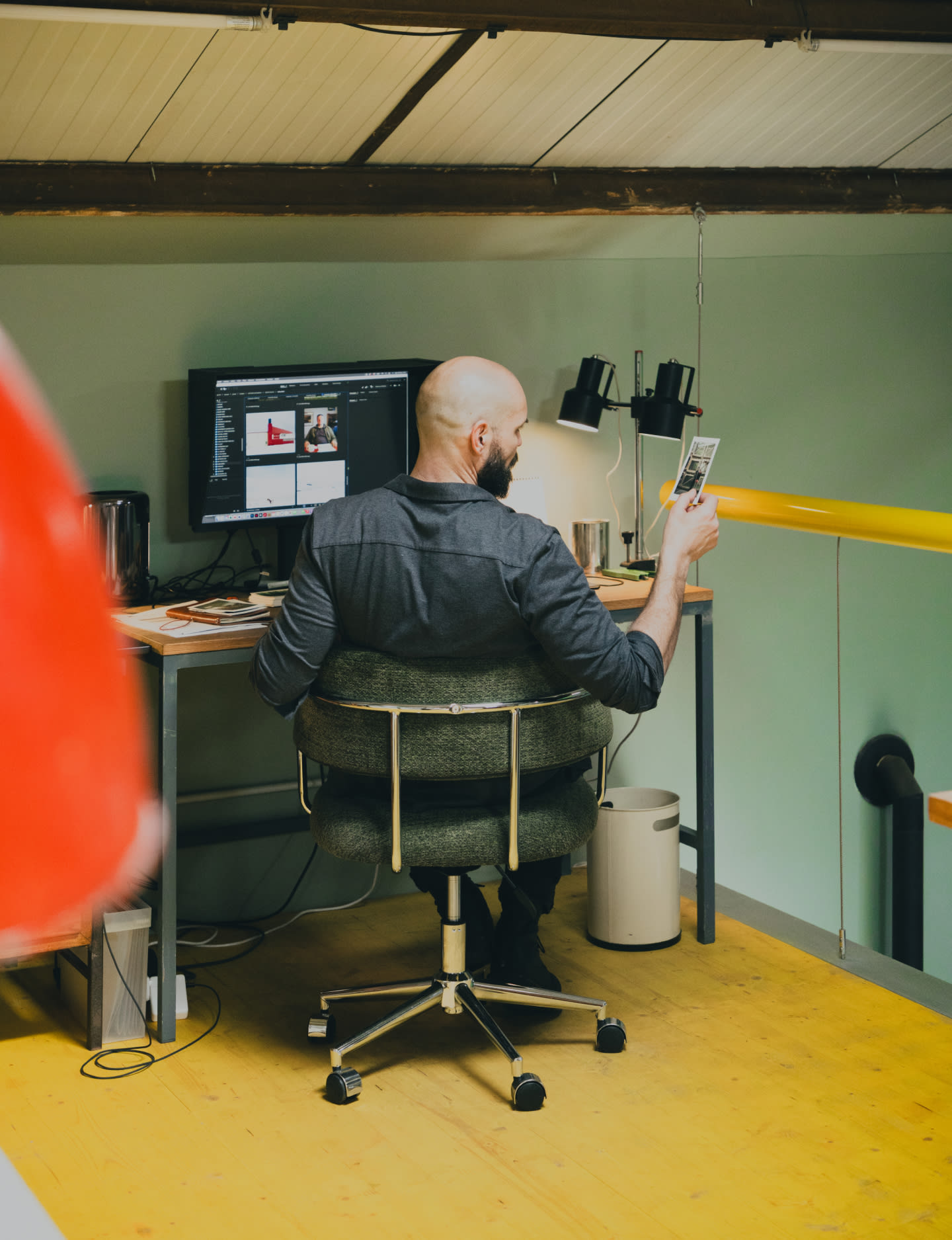 Silla de Escritorio Regulable de Metal y Tela Petra