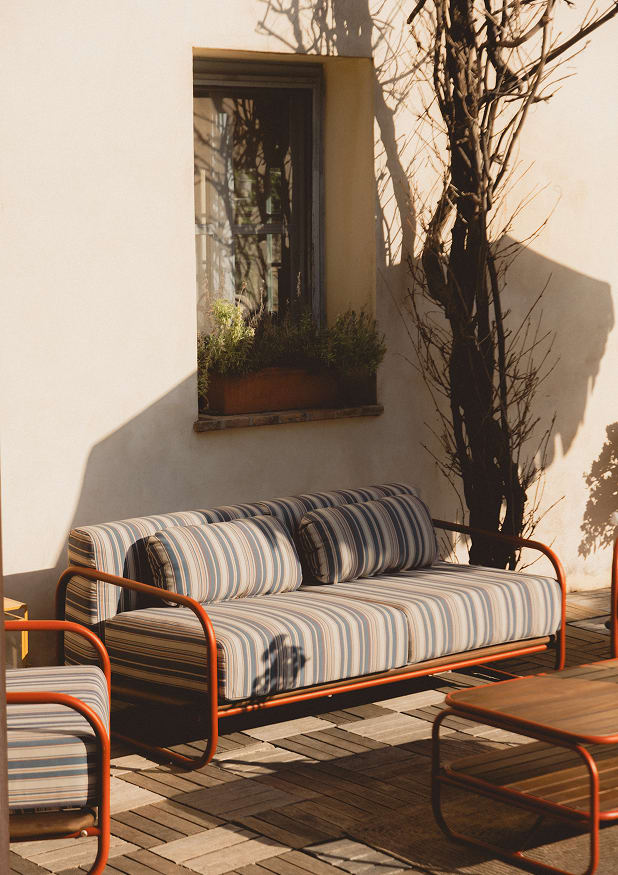 Sofá 2 Plazas de Jardín de Metal y Tela Ahrus