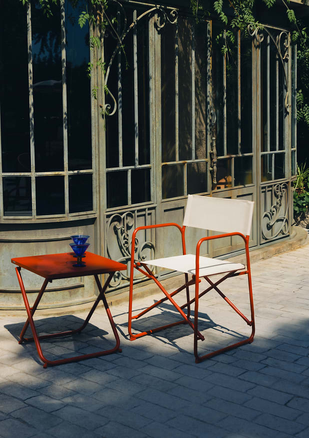 Silla de Exterior Plegable de Metal y Tela Bowye