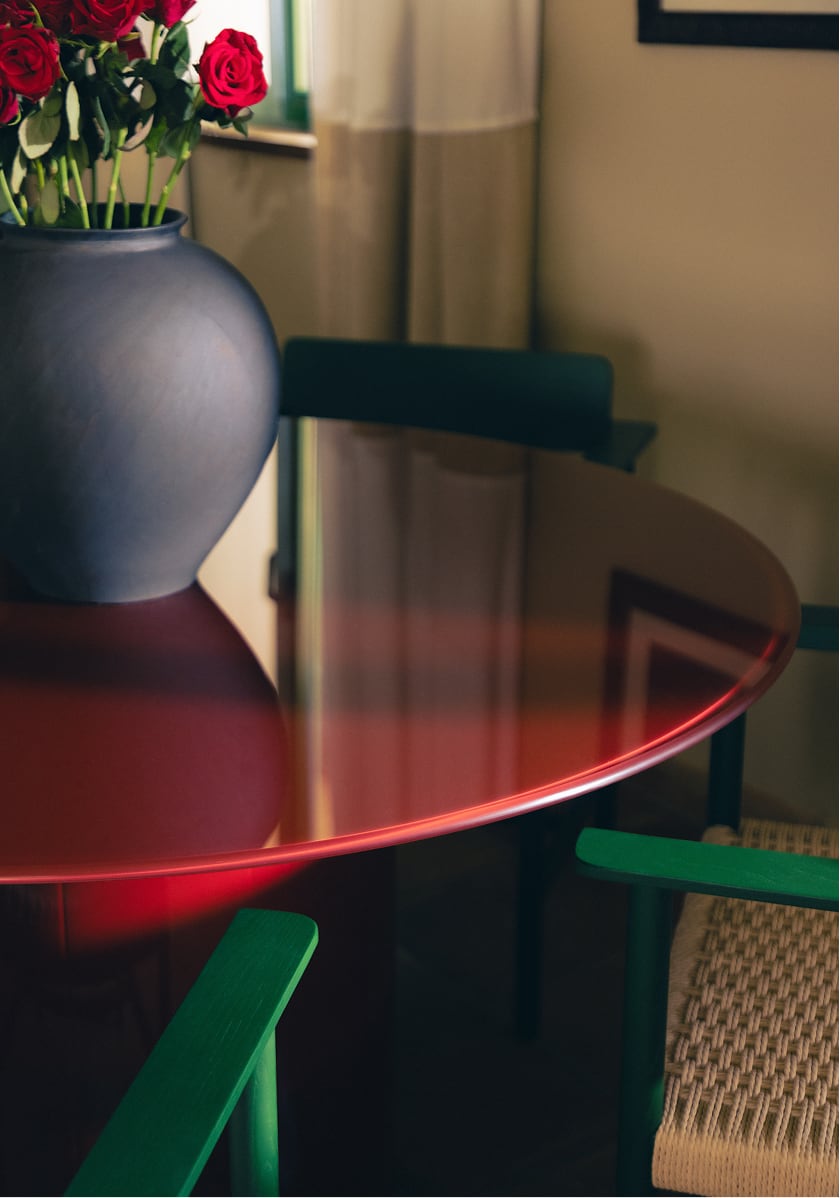 Mesa de Comedor Redonda de Cristal y Madera (Ø120 cm) Merne