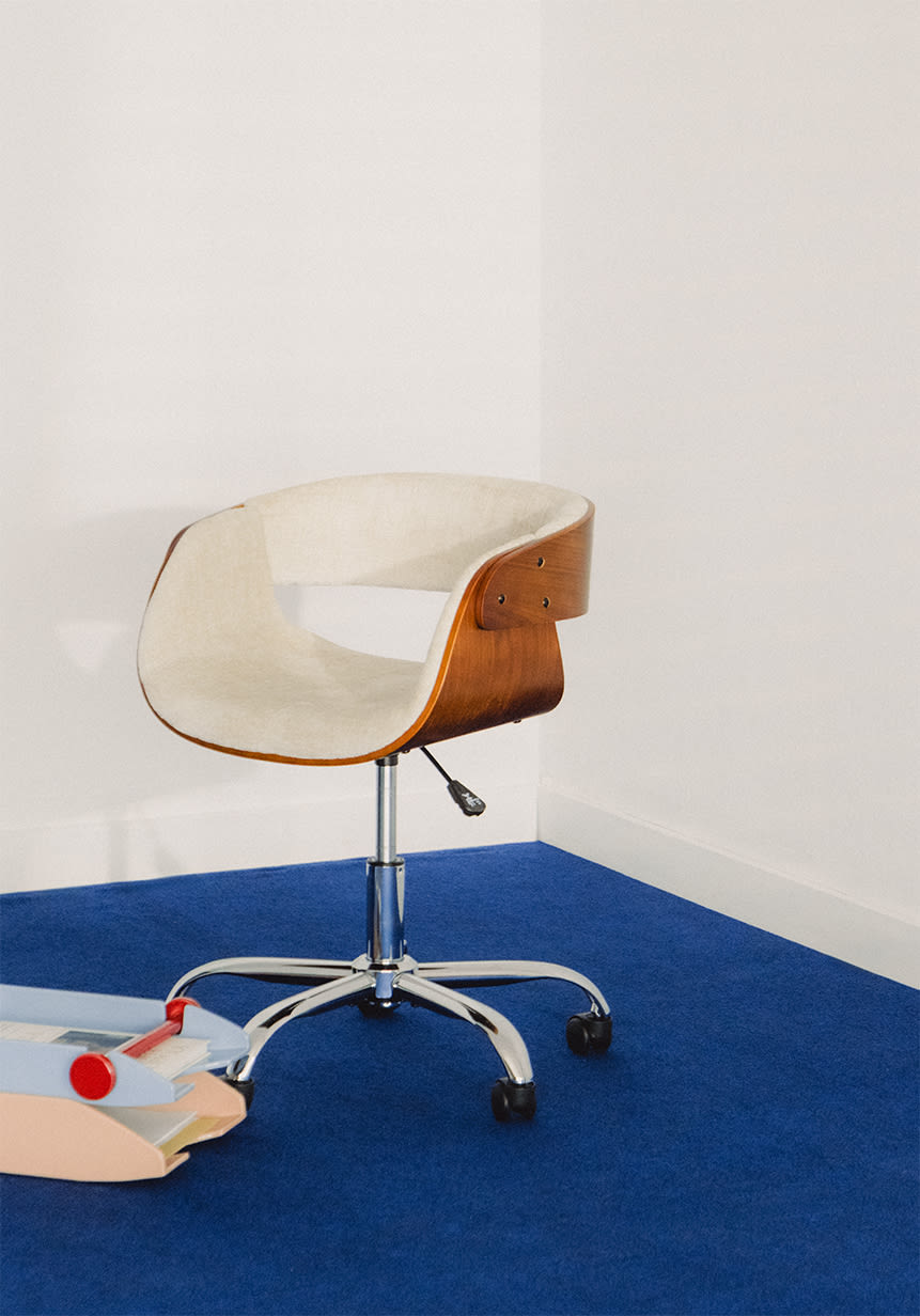 Silla de escritorio regulable de madera y tela Berlin