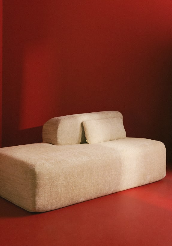 Módulo chaise longue izquierdo de tela envasado al vacío para sofá modular Rhys
