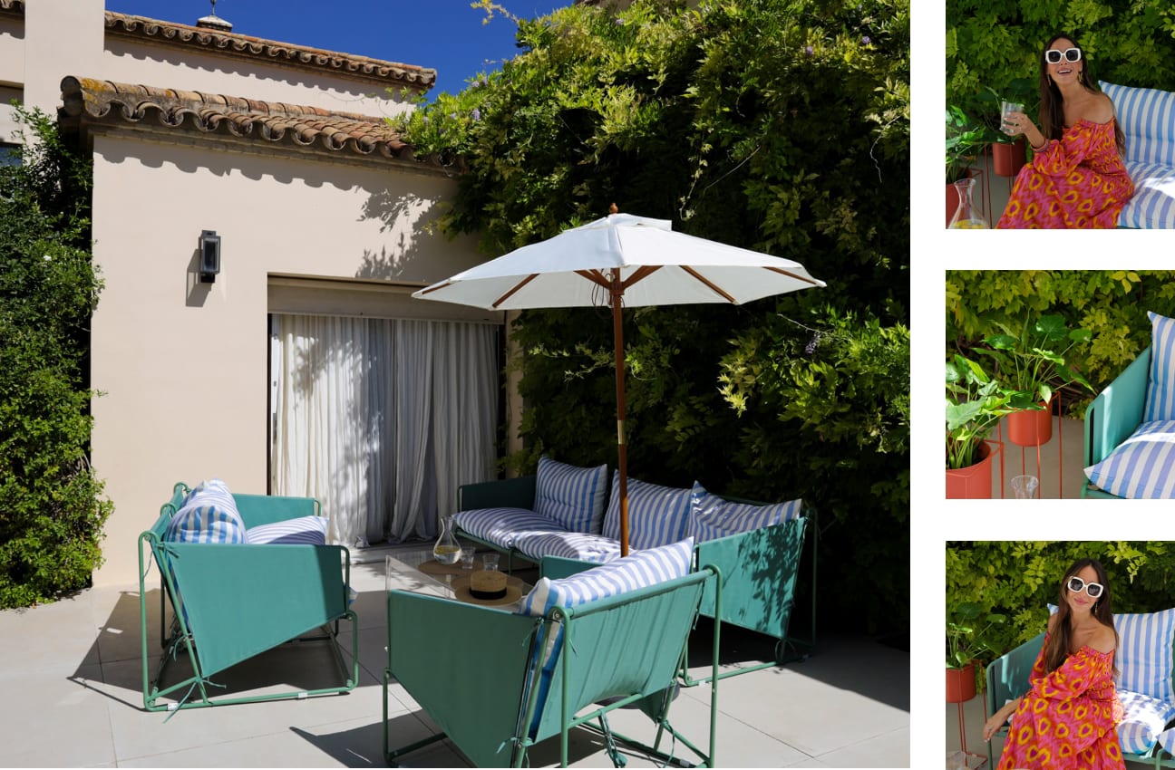 Iron Garden Set and Fabric Seat Rin