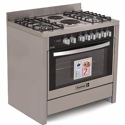 Scanfrost 90X60 4 Gas  2 Hotplate With Gas Oven, Gas Grill, Full Auto Ignition  SS Finish | SFC9423SS