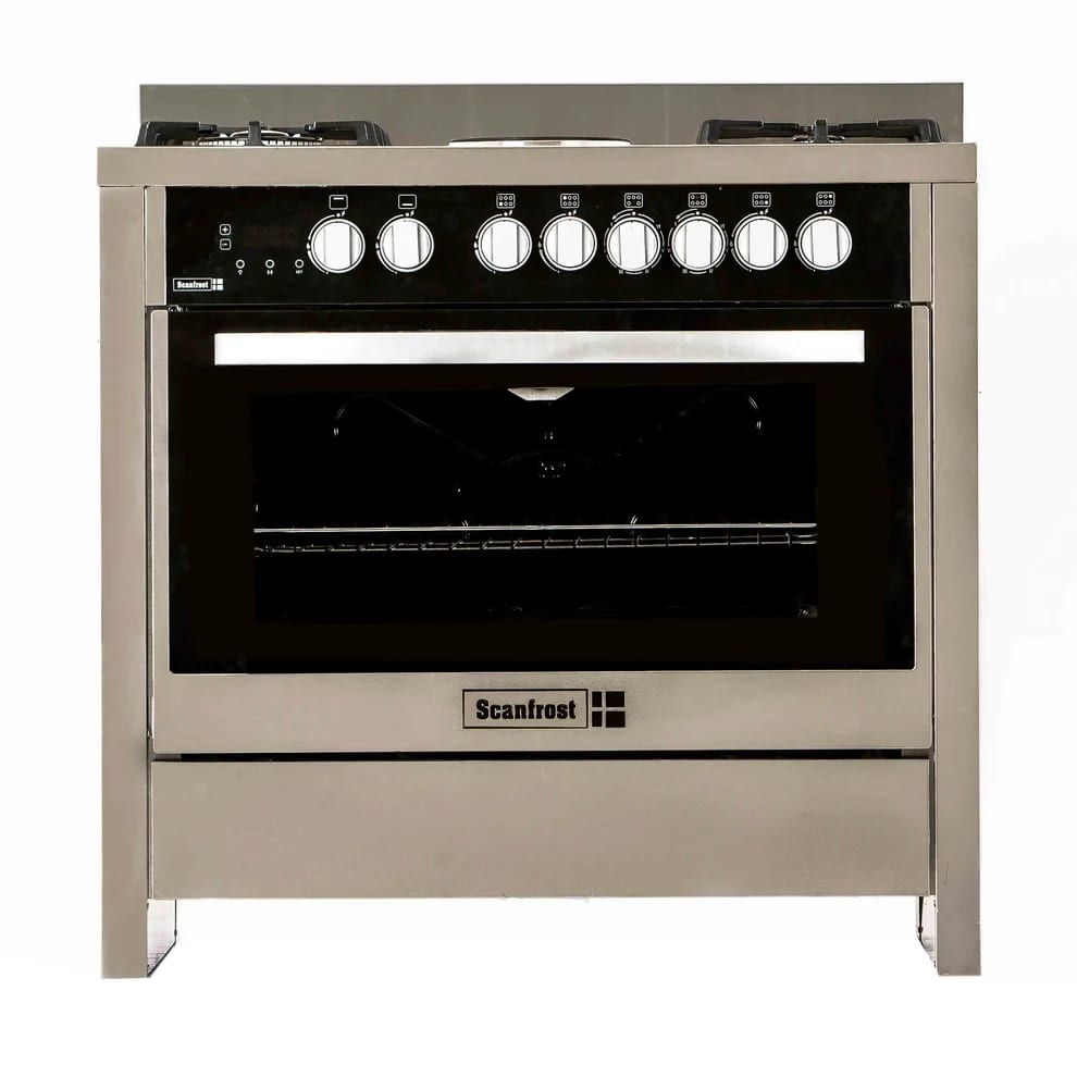 Scanfrost 5 Gas Burner + 1 WOK Burner Standing Cooker Inox Finish SFC9502SS