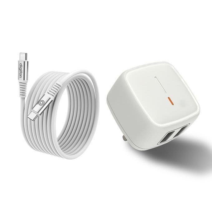 Digifon Dual USB 2.1A Type-C Charger White DIG2A2CW