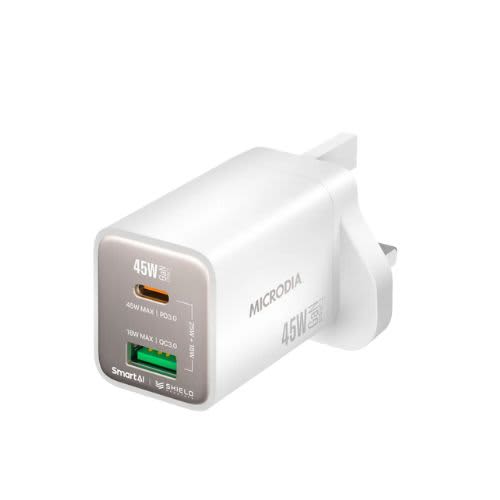 Microdia SmartCube Nano 45W USB-C P D & USB-A Wall Charger Dual-Port(Type C/USB A) | 59867