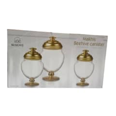 Makhis Collection 3-pcs Beehive Olive Acrylic Canister
