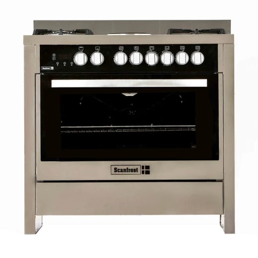 Scanfrost 5 Gas Burner + 1 WOK Burner Standing Cooker Inox Finish SFC9502SS
