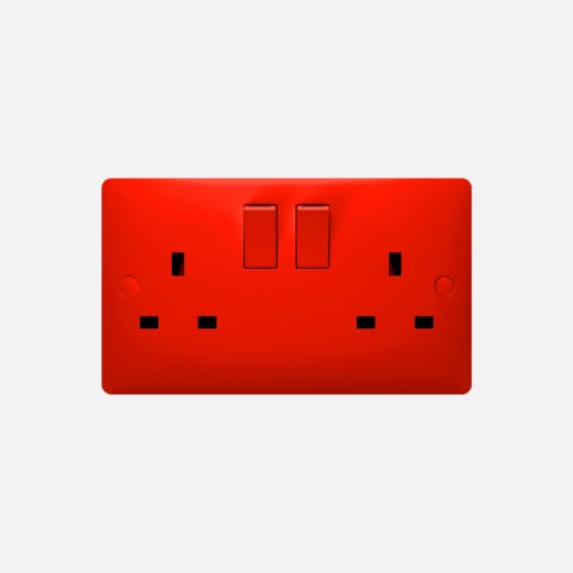 Panasonic 2-Gang 2-Device 13A SP Switched Socket Red || WABA1221R-N