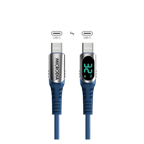 Microdia ExeCable™ Digital-Display PD60W / 100W USB-C to USB-C Charge & Sync Cable with Charging Power Display 1.3M Long | 64212