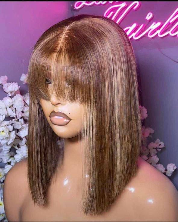 Ann s luxury Kim.k bob wig Piano fringe 10 inch 