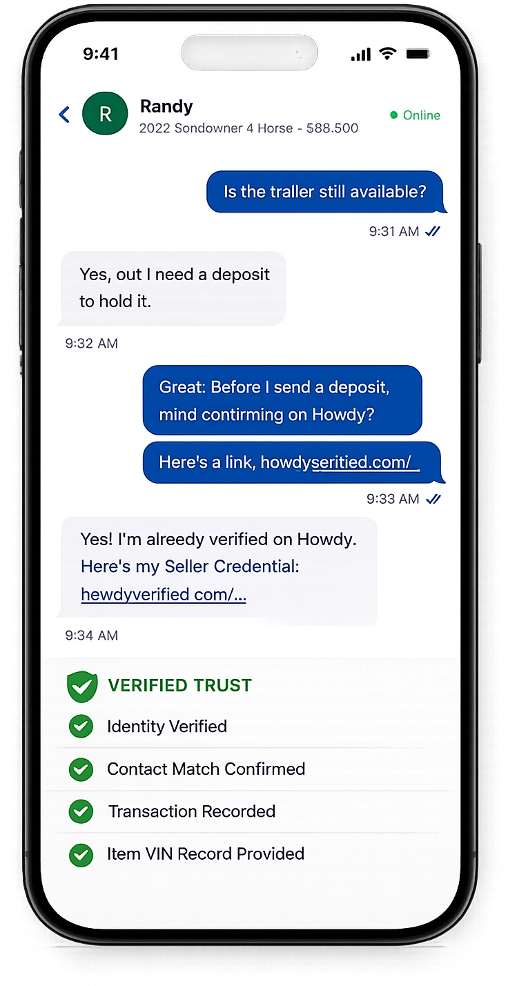 Howdy Verified seller profile mobile preview