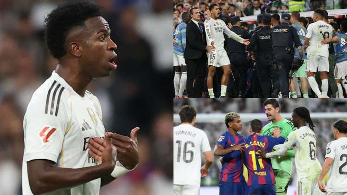 Real Madrid vs Barcelona: Vinicius Junior sparks chaos with late brawl, Thibaut Courtois confronts Lamine Yamal after Pedri red card