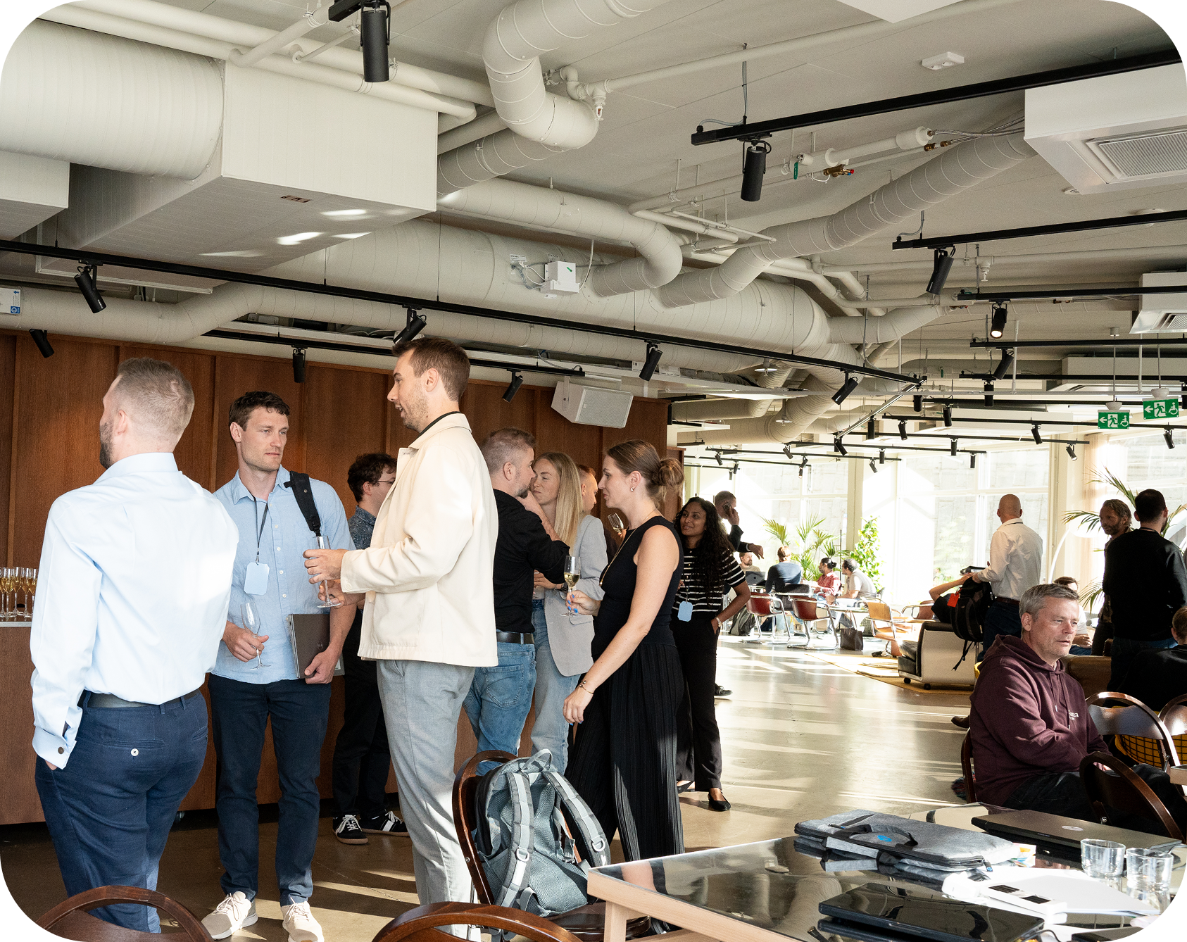 Executives in conversation at a Stockholm fintech event hosted by Alexandra Studio