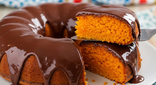 Bolo de Cenoura Fofinho e Fácil com Cobertura Cremosa de Brigadeiro: Receita Imperdível! - Foto da receita pronta