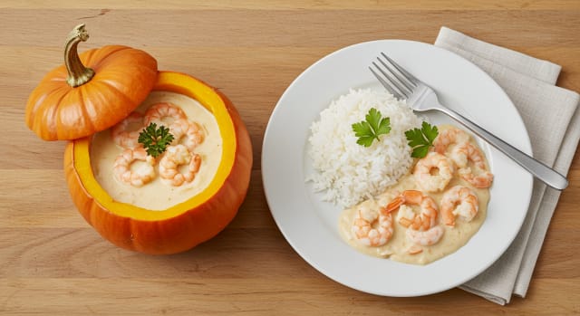 Camarão na Moranga Individual Cremoso: Receita Fácil e Deliciosa! - Foto da receita pronta