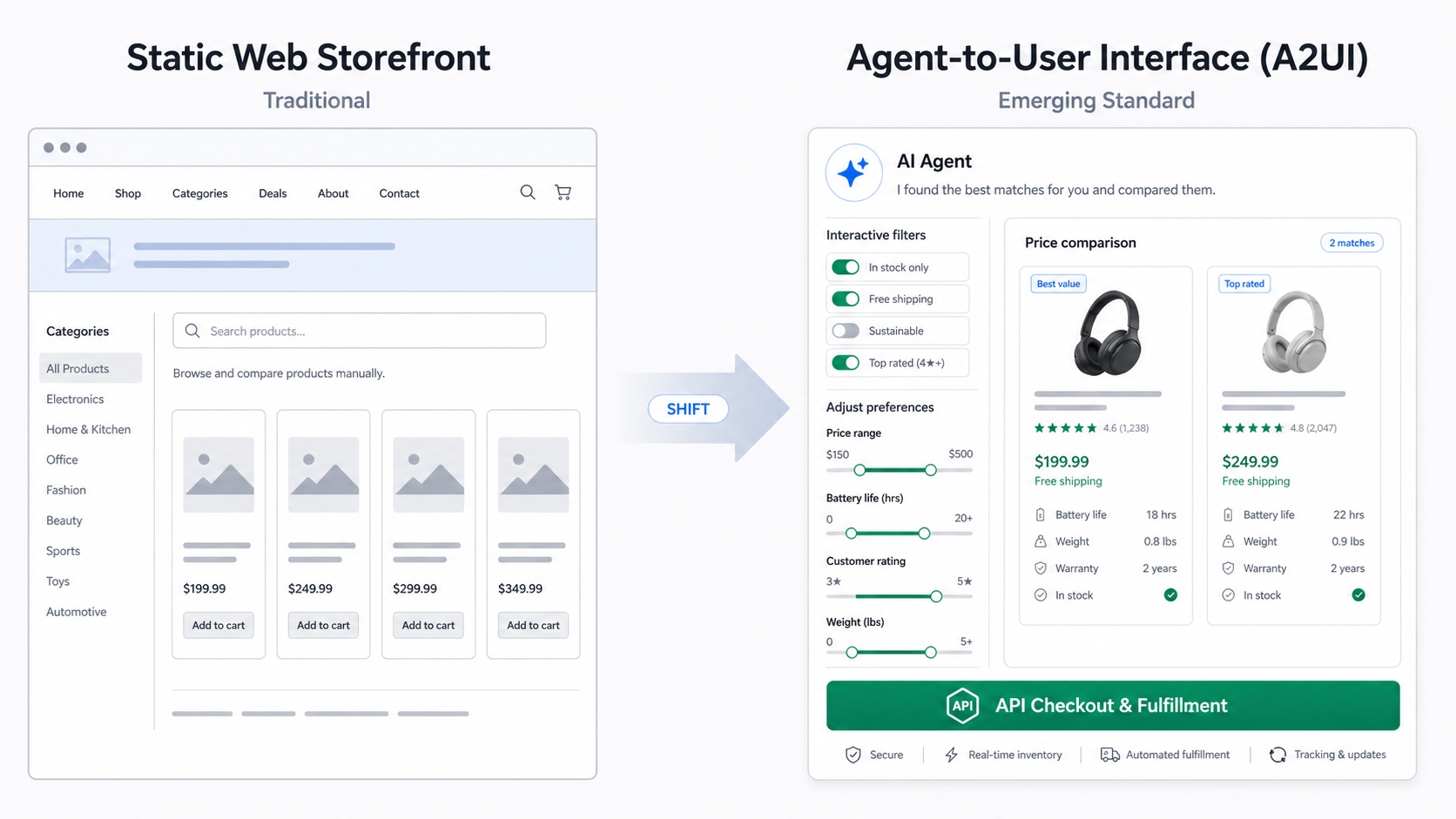 From Static Web Storefronts to Agent-to-User Interfaces (A2UI)