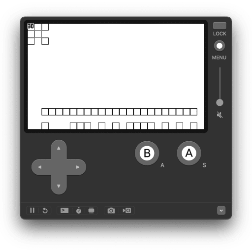 Platformer game running on Playdate with the blocks only.