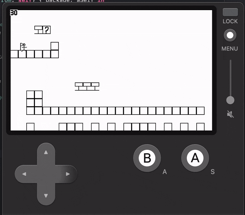 Platformer with player jumping and hitting blocks.