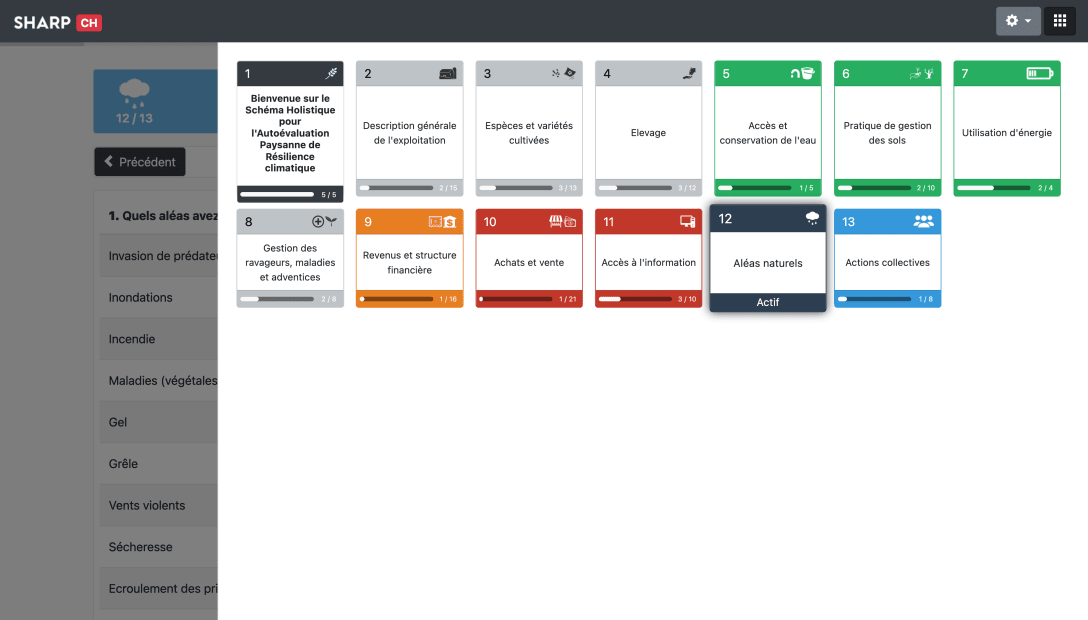 Illustration de l'écran 'Navigate throughout the steps' dans SHARP+