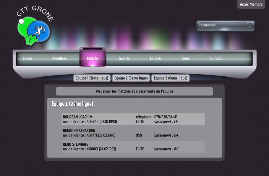 Screenshot du site cttgrone.ch