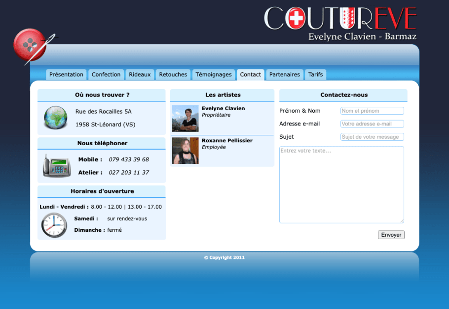 Screenshot du site coutureve.ch
