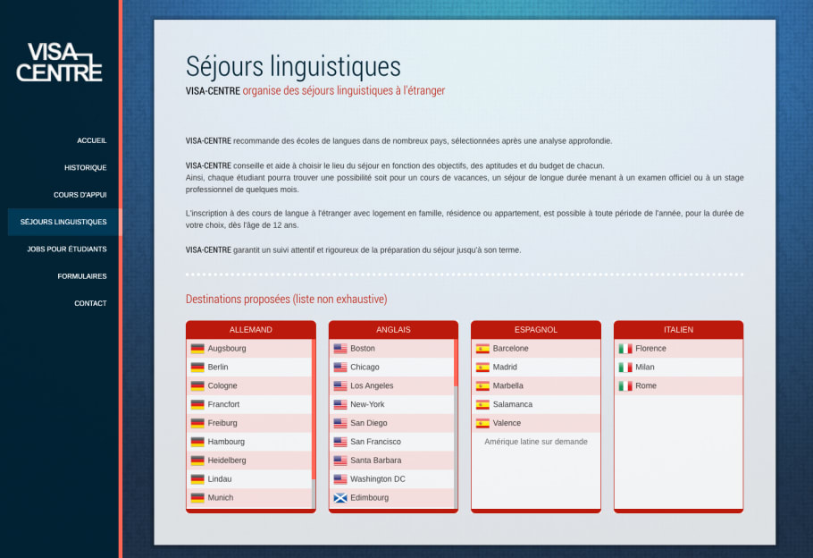 Screenshot du site Visa-Centre.ch
