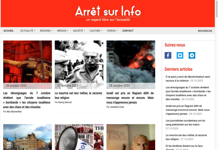 Screenshot du site arretsurinfo.ch