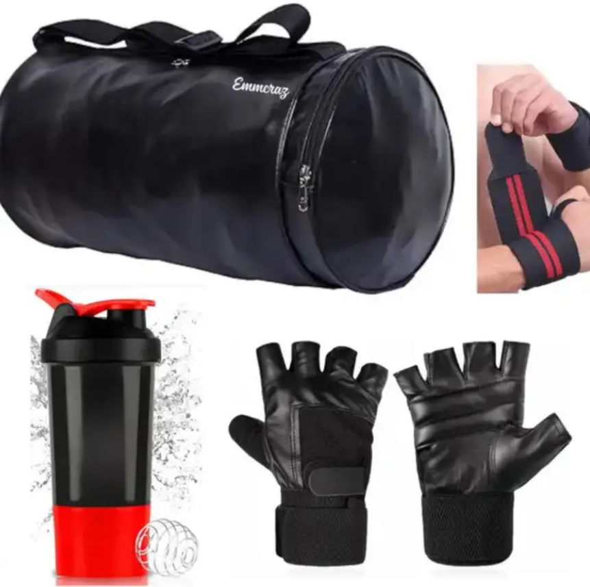 FITNESS MY GYM BAG ( CAMOUFLAGE PATTERN) + GYM Shaker + Wrist Wrap + GLOVES  (Black, Kit Bag)