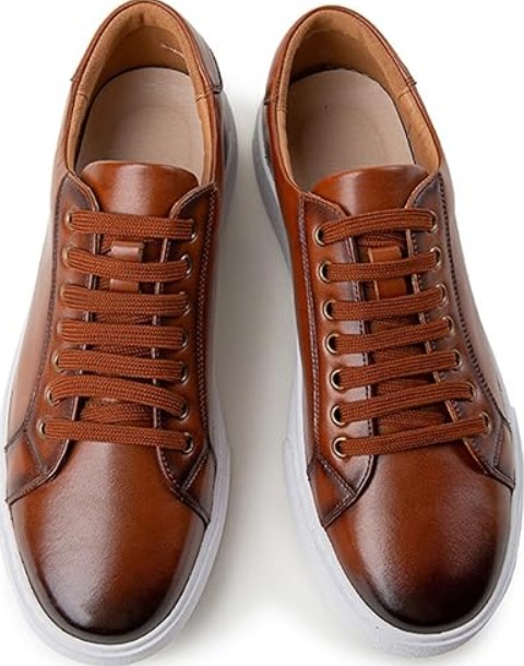 Men's Leather Fashion Sneaker British Style Polished Casual Shoes Lace Up Retro Comfortable Business Oxford Dressy Shoe.