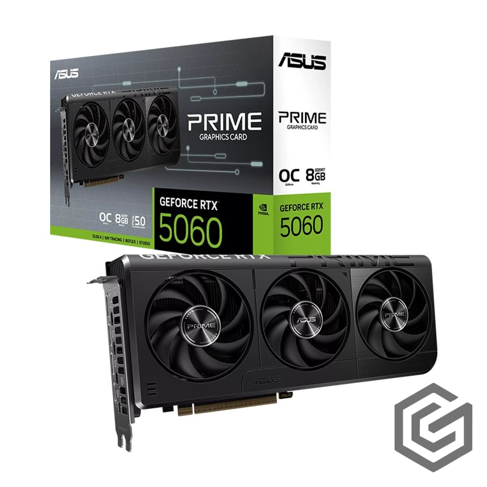 ASUS PRIME GeForce RTX 5060 OC Edition 8GB GDDR7 128-Bit Memory, 2565 MHz Boost Clock, 28 Gbps Memory Speed, 3840 CUDA Cores, PCI Express 5.0