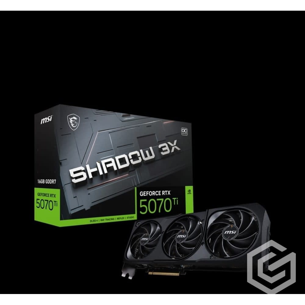 MSI GeForce RTX 5070 Ti SHADOW 3X OC 16GB GDDR7 256-Bit Memory, 2482 MHz Boost Clocks, 8960 CUDA Cores, 28 Gbps Memory Speed, PCI Express Gen 5