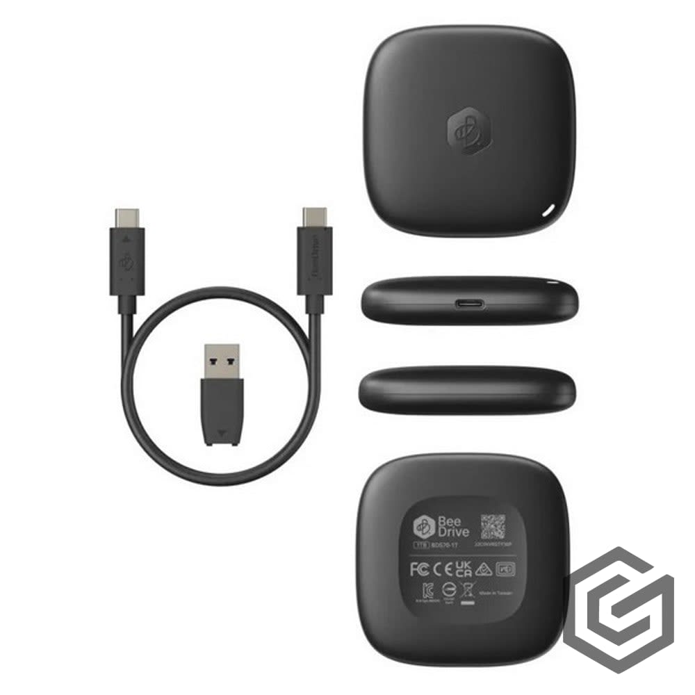 Synology Bee Series Drive 2TB Pocket External SSD, USB-C Connector, USB 3.2 Gen 2 Interface, Up to 1050MB/s Speed, Black