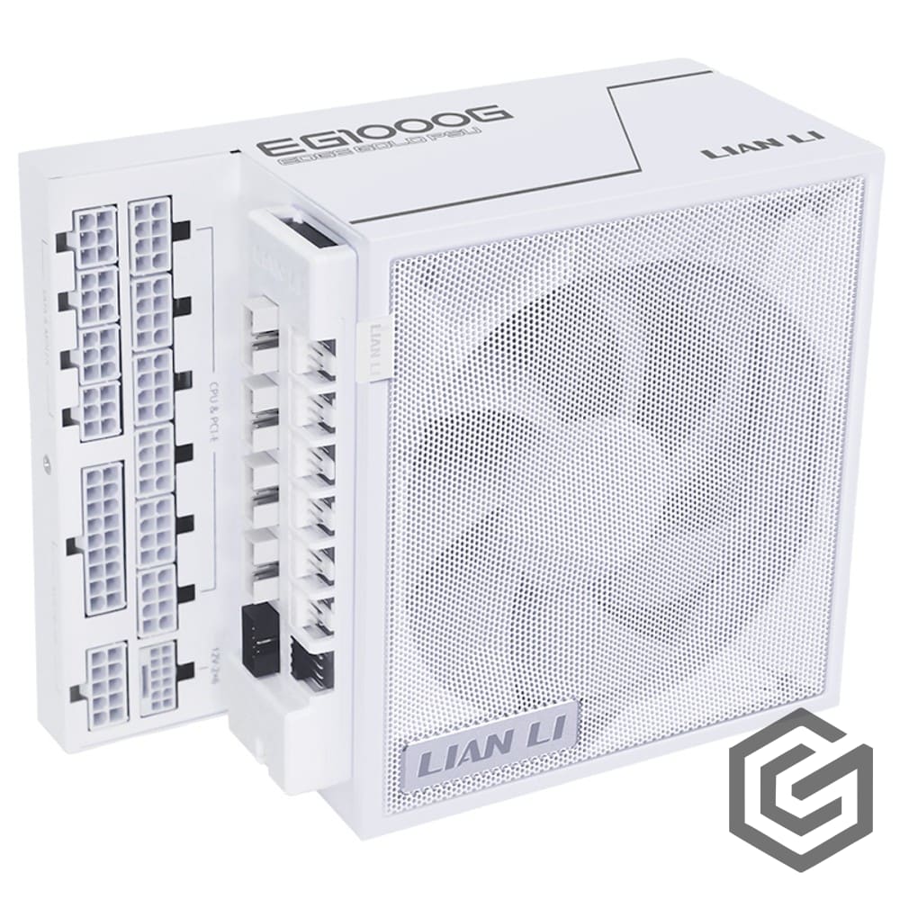 Lian Li Edge 1000W 80+ Gold Full Modular (Fan Hub Included) ATX 3.0 3.1-PCIE 5.1-L-Shape Design for Dual Chamber Case-120mm FDB Fan-Supports up to 4 USB Device - White - view 2