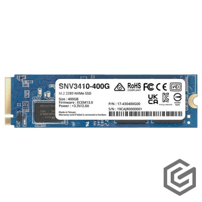 Synology SNV3410 400GB NVMe M.2 2280 Internal SSD, Up to 3000 MB/s Sequential Read & 750 MB/s Sequential Write Speed, PCIe 3.0 x4 Interface, 491 TBW, 1.8M Hours MTBF